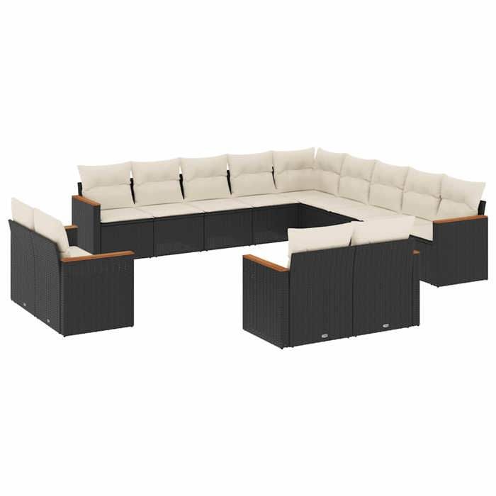 VidaXL Garden Lounge Set with Cushions 13 Pcs, Patio Sofas, Patio Furniture Set, Outdoor Furniture, Black 3258927