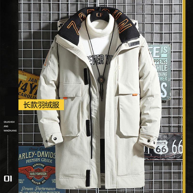 

Мужской пуховик для пары 2025 Зимняя зимняя одежда Куртка средней длины Легкий зимний пуховик XL бежевый