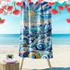 Colorful Ocean Waves and Sun Illustration Beach Towel Quick-drying for Travel Outdoor Sports Jogging Beach and Swimming