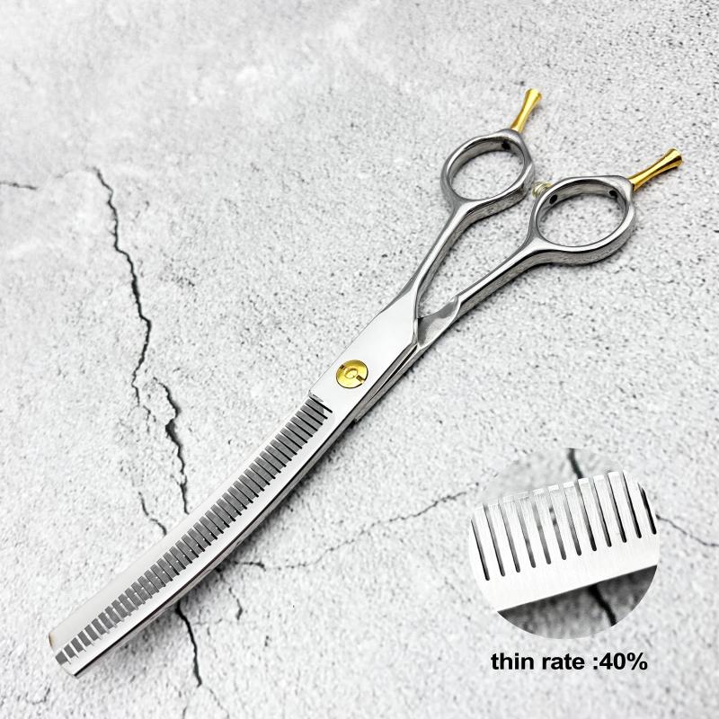 

7,5 дюймів Професійні срібні ножиці для грумінгу домашніх тварин, ножиці з вигнутими вгору лезами для стрижки вовни собак для грумера та домашнього використання