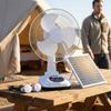 12 Inch Solar Fan Portable Energy Saving Oscillating Fan LED Light Lighting Function Solar Powered Fan Table Use
