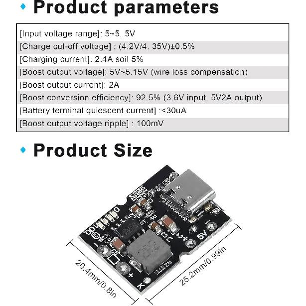 10PCS Type-C USB 5V 2A Boost Converter Step-Up Power Module Lithium Battery Charging Protection Board LED Display USB for DIY Charger (USB is