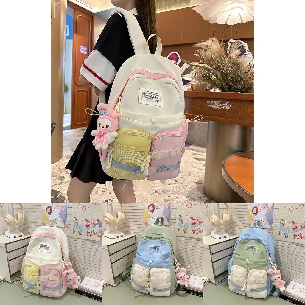Nylon Student Backpack For Girls With Breathable Design And Geometric Pattern For School And Daily Use