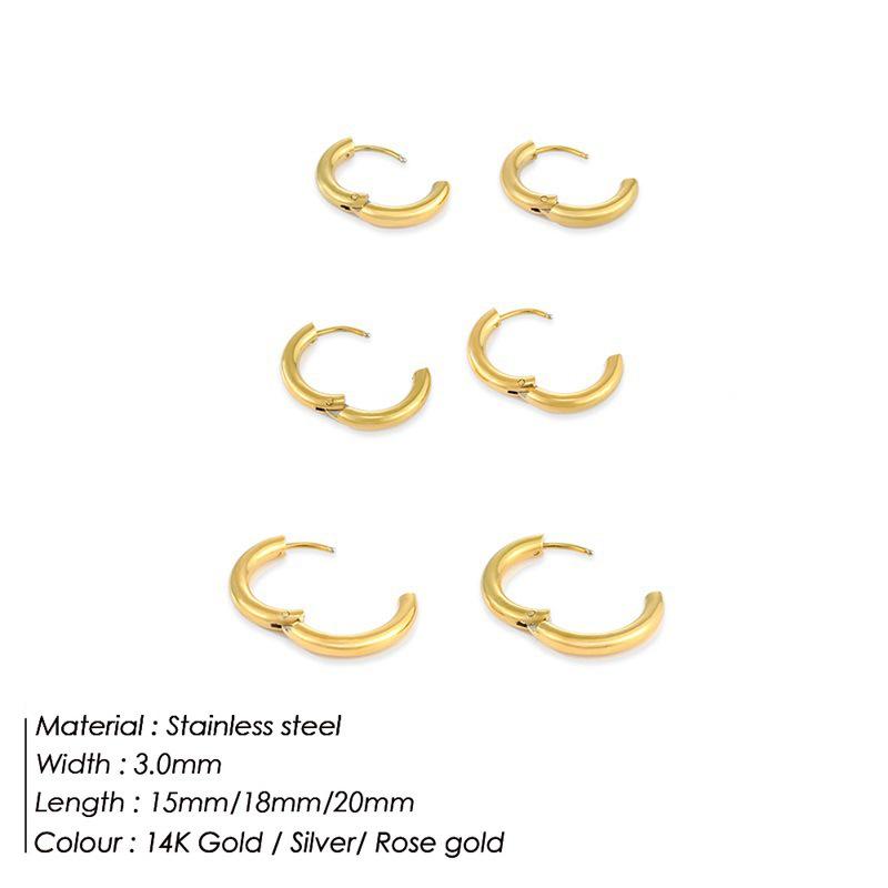 St.delan Gold-Plated Stainless Steel Hoop Earrings Unisex Jewelry