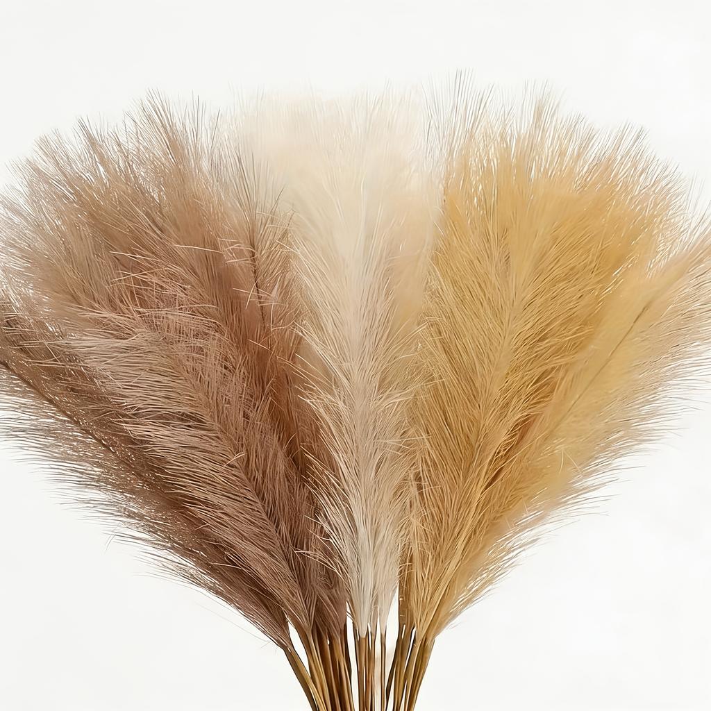 9Pcs Artificial Rattan Grass, Realistic Faux Reed Branches with Fluffy Texture, Boho Decorative Stems for Floor Vases & Home Decor