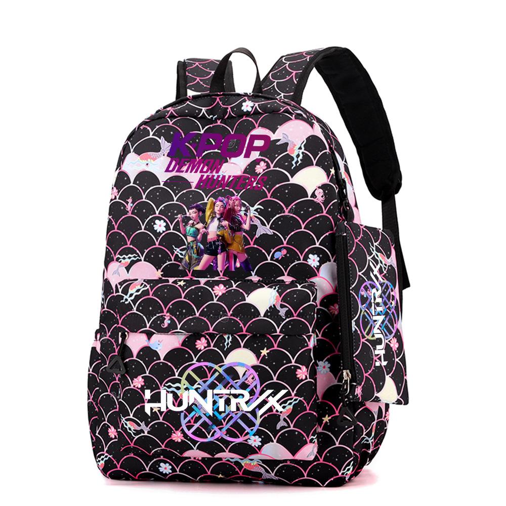 3Pcs/set Anime Kpop Printed Backpack Handbag Pencil Case for Teenger Student Girl Boy Schoolbag Kid Bookbag Large Capacity Travel Bag Gift