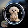 2pcs Bichon Frise Drinking Milk Tea Air Vent Clip Decoration, "fragrance-free", with Double Odorless Sponge Pads, "fragrance Diffuser"