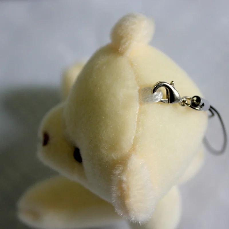 12 Pieces Set Cute Plush Bear Pendant Creative Children's Festival Birthday Gift Toys Solid Color With Bow Bear Pendant