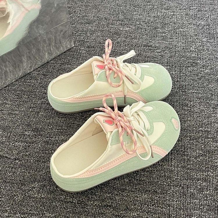 Baotou półkapcie damskie lato nowe super ogień buty bez pięty czerwone buty do treningu moralnego sandały