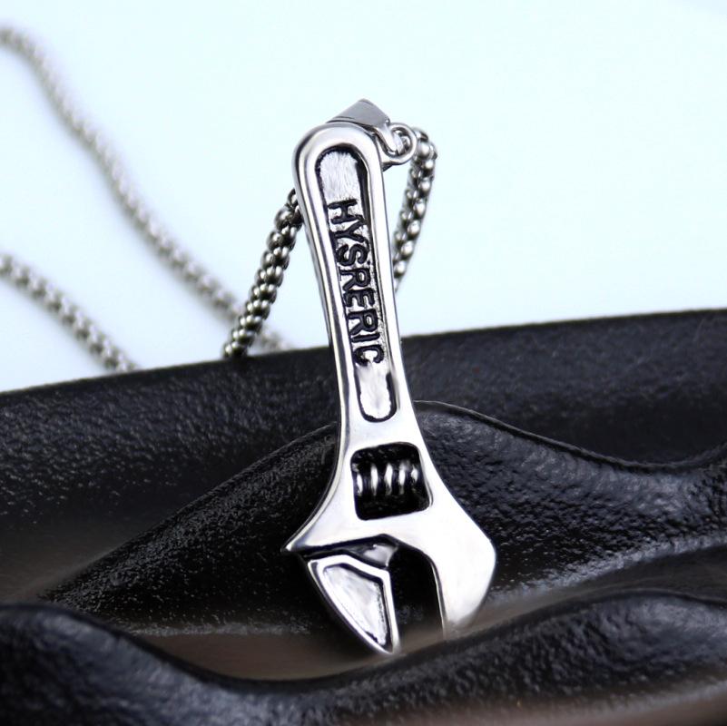 Titanium Steel Men'S Necklace Wrench Pendant, Fashionable Personality And Creativity