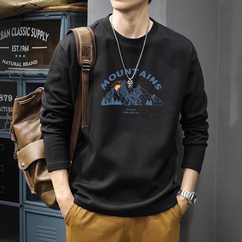 Men s Heavyweight Long Sleeve Pure Cotton Winter Tee - White M (110-130 lbs)