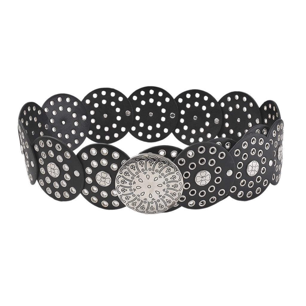 Western PU Leather Waist Belt Adjustable Length Waist Belt for Girl Women Grommet Belt for Coat Skirts Jeans Decors