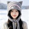 Autumn and Winter New Cat Ear Wool Knitted Hat Internet Celebrity Girl Ear Protection Hat Warm Cold Lei Feng Hat Fashion Versatile