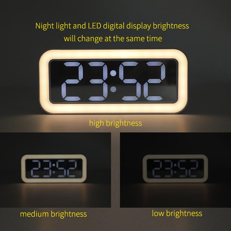 TS-3002 LED Digital Display Desk Clock Bedside Desktop Night Light Electronic Alarm Clock