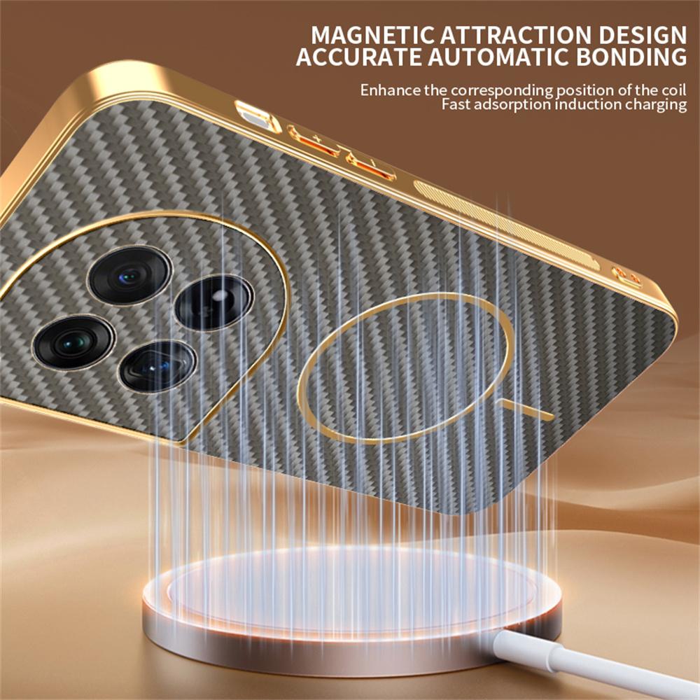 For OnePlus 12 5G Phone Case Carbon Fiber Textured Electroplated TPU Back Cover