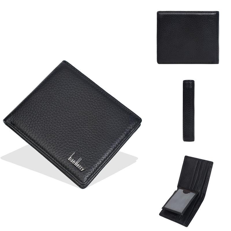 

Baellerry Короткие кошельки из натуральной кожи, винтажный дизайн, держатель для визитных карточек, кошелек для монет 12*9.5*2cm чёрный