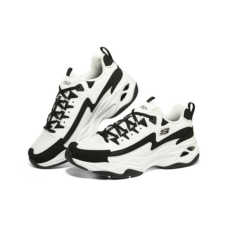 Skechers D'LITES 4.0 Men Black White Low Top Dad Shoes Fabric Synthetic Leather Comfortable Daily 894098-BKW