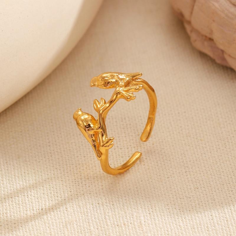 New Arrival Silver Gold Tree Branch Golden Birds Open Rings For Women Female Ring