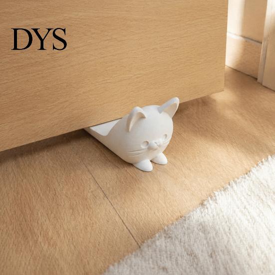 Portable Door Security Wedge 3D Printed Cute Cat Stopper, Non-Slip Cartoon Holder, Stop Decorative for Wood Floors Home Protection No Drill Stopper
