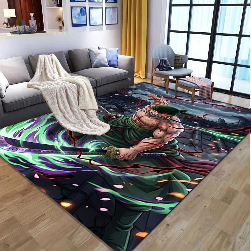 Roronoa Zoro Pattern Rug, Indoor/Outdoor Mat, for Picnic, Gameroom, Bedroom, Office, Living Room, Home Decor Carpet, Birthday Gift