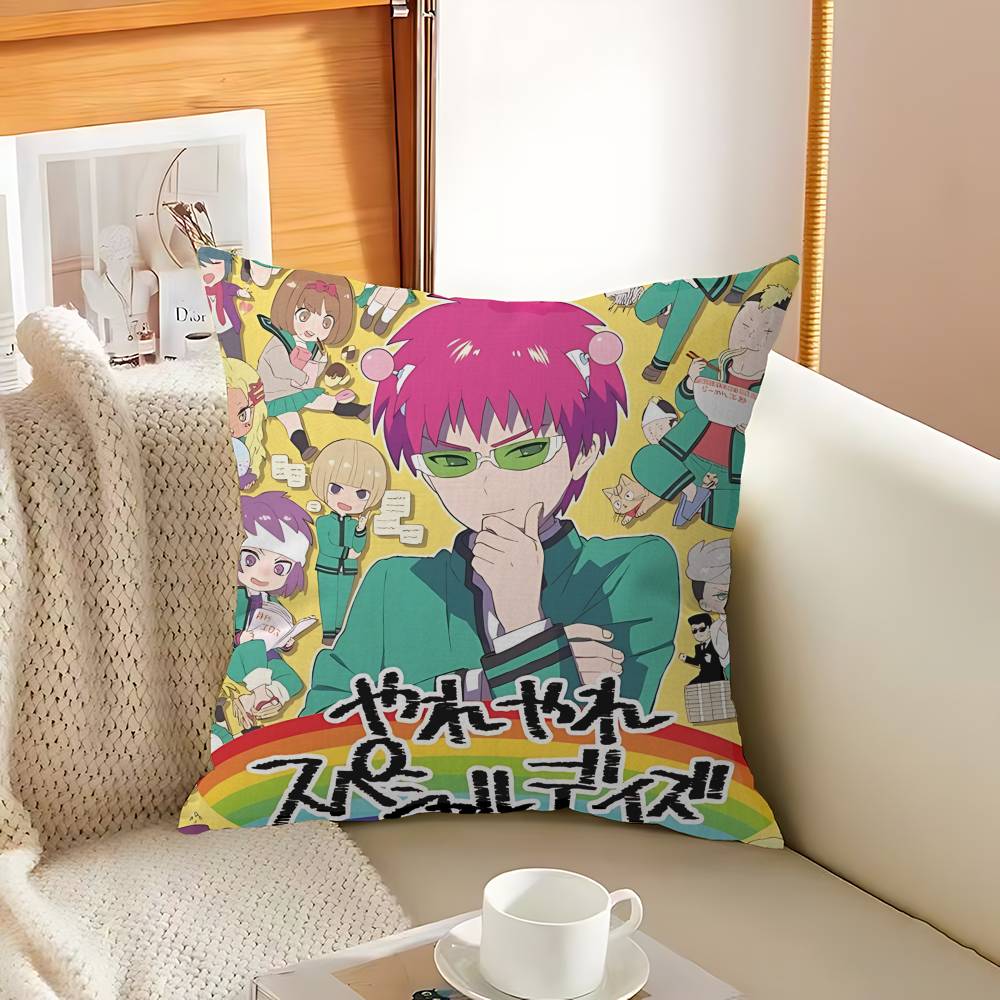Popular Japanese Anime Saiki Kusuo Cushion Cover Polyester Sofa Cushions Decorative Throw Pillows Home Decoration Pillowcover