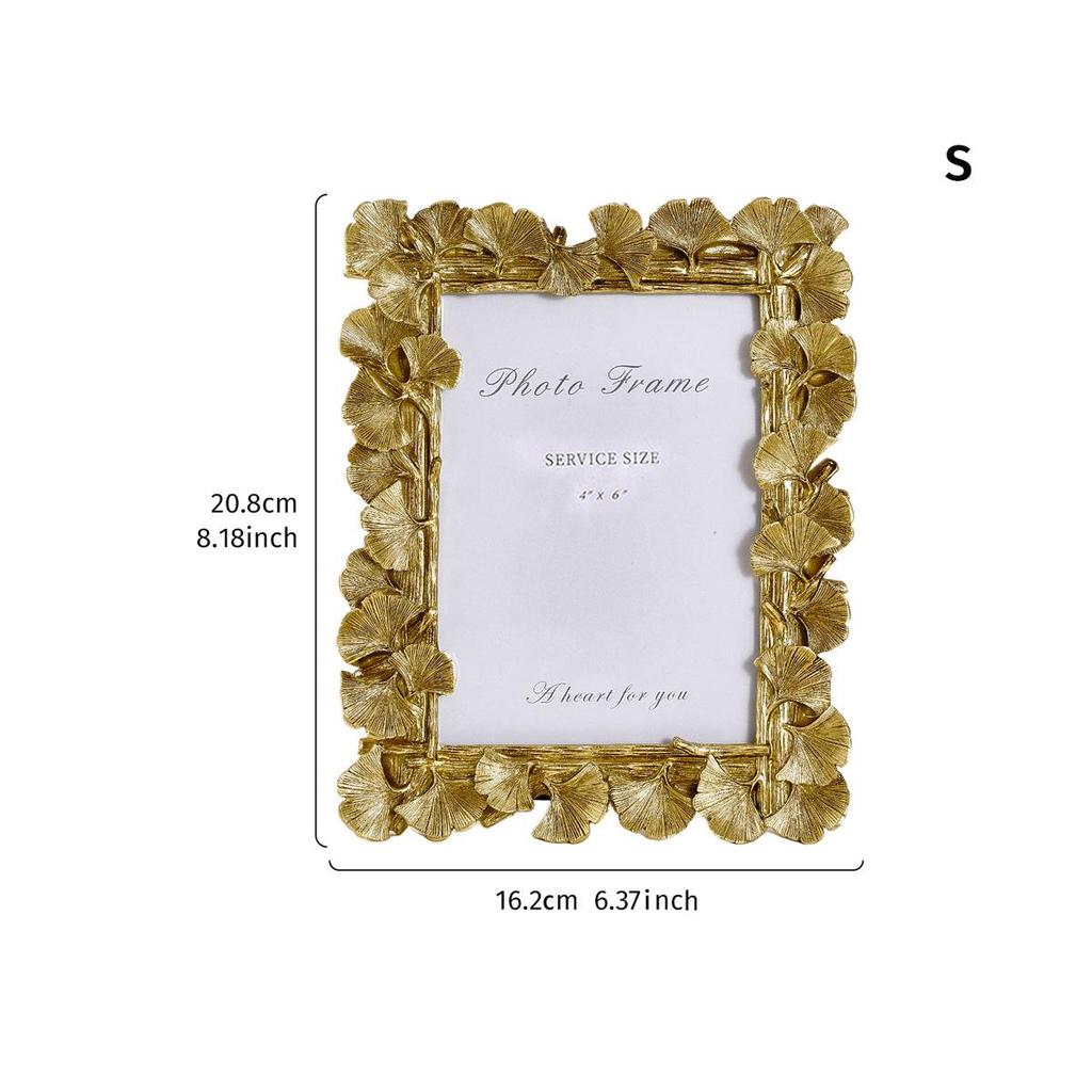Ginkgo Gold Square Table Display: 5-inch, 6-inch, 7-inch, 8-inch Resin Photo Frames