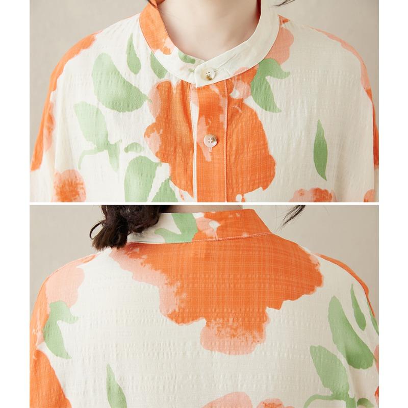 Dimanaf 2025 Plus Size New Summer Women Casual Linen Vintage Long Dress Flower Loose Printing Dress Maxi