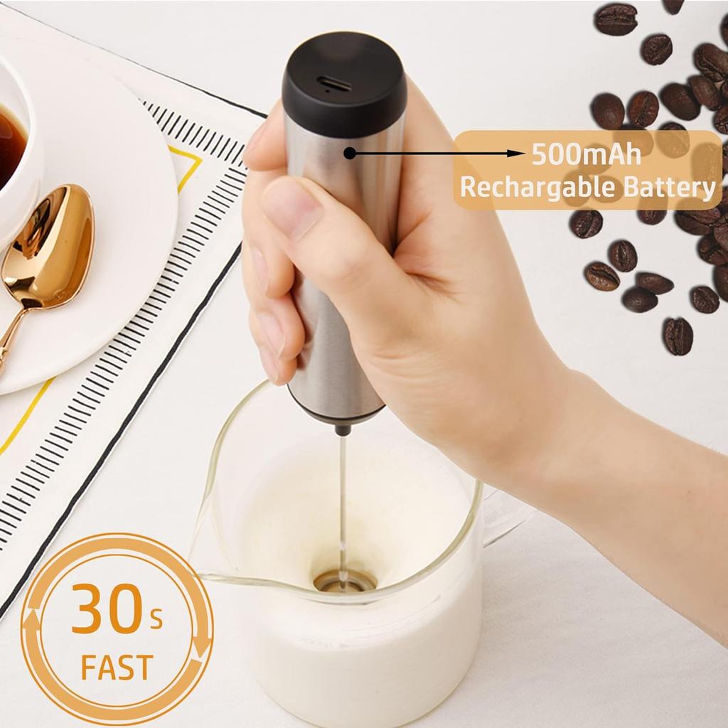 Typ C Elektrischer Milchaufschäumer Schaummacher Wiederaufladbar Handheld Schneebesen Aufschäumer Hohe Geschwindigkeiten Mixer Kaffee Cappuccino Aufschäumstab