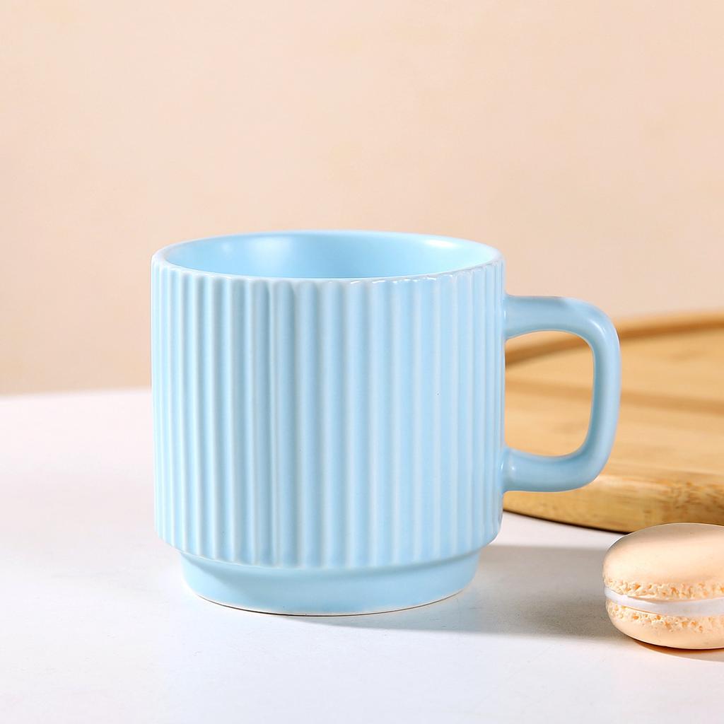 Souvenir Ins Macaron Simple Striped Ceramic Cup Creative Stacked Cup Household Coffee Cup