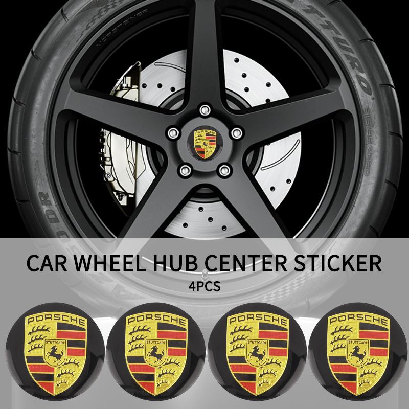 New 4PCS 56mm Car Wheel Center Hub Cap Emblem Stickers For Porsche Panamera Spyder Carrera Macan Cayman Cayenne 911 970 981 991