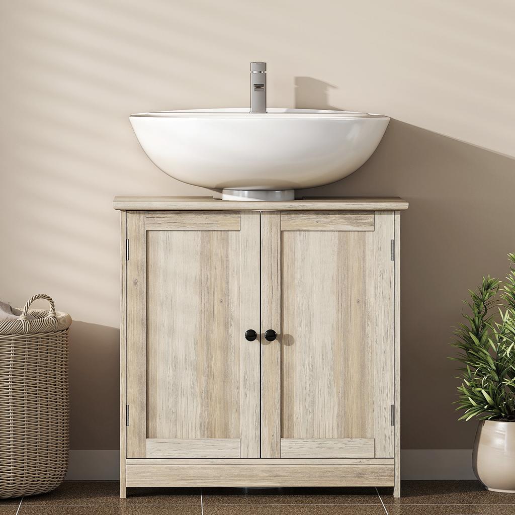 Bathroom Under-Sink Cabinet, 2 Doors, Adjustable Shelf, 60 x 30 x 60 cm, Grey