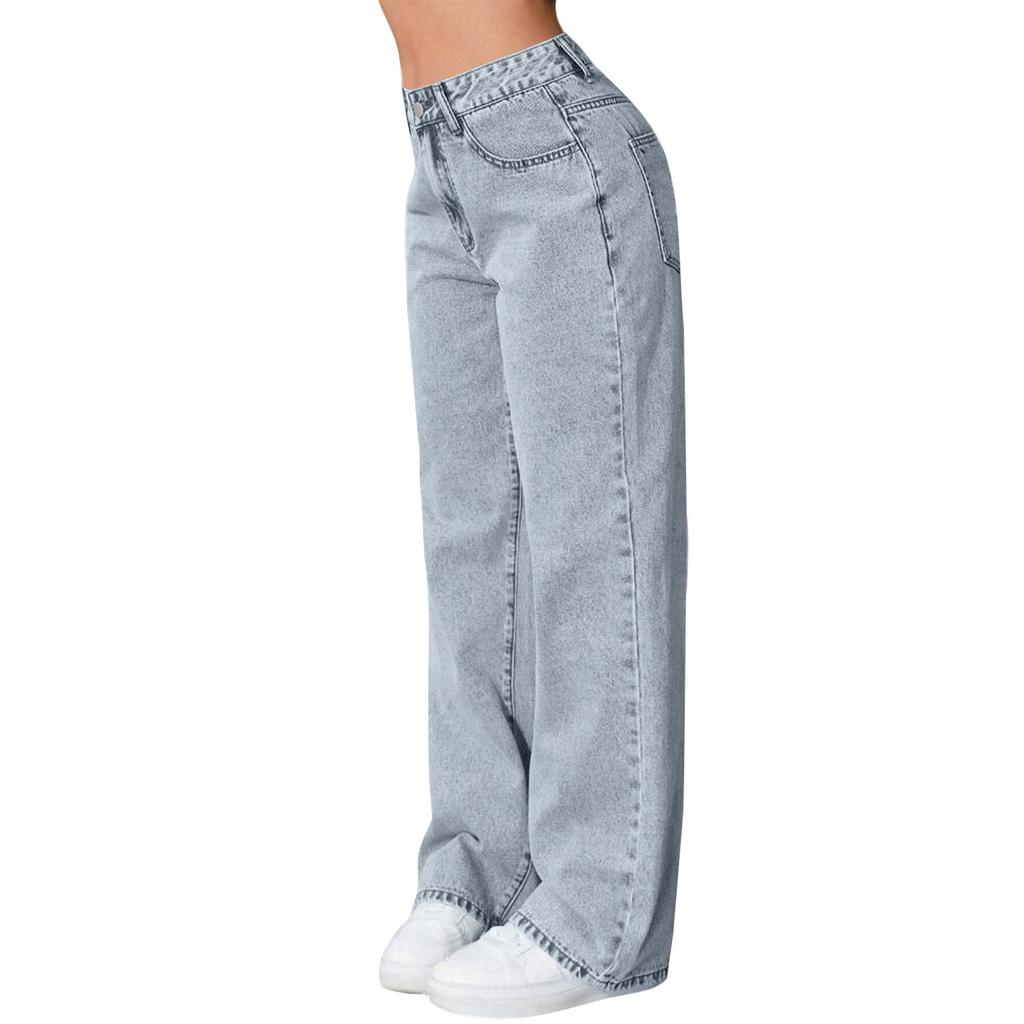 Women's High Straight Wide-leg Casual Loose Jeans