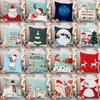 Luxurious 18'' Xmas Cotton Pillow Case Linen Cushion Cover For Merry Christmas Home Decoration