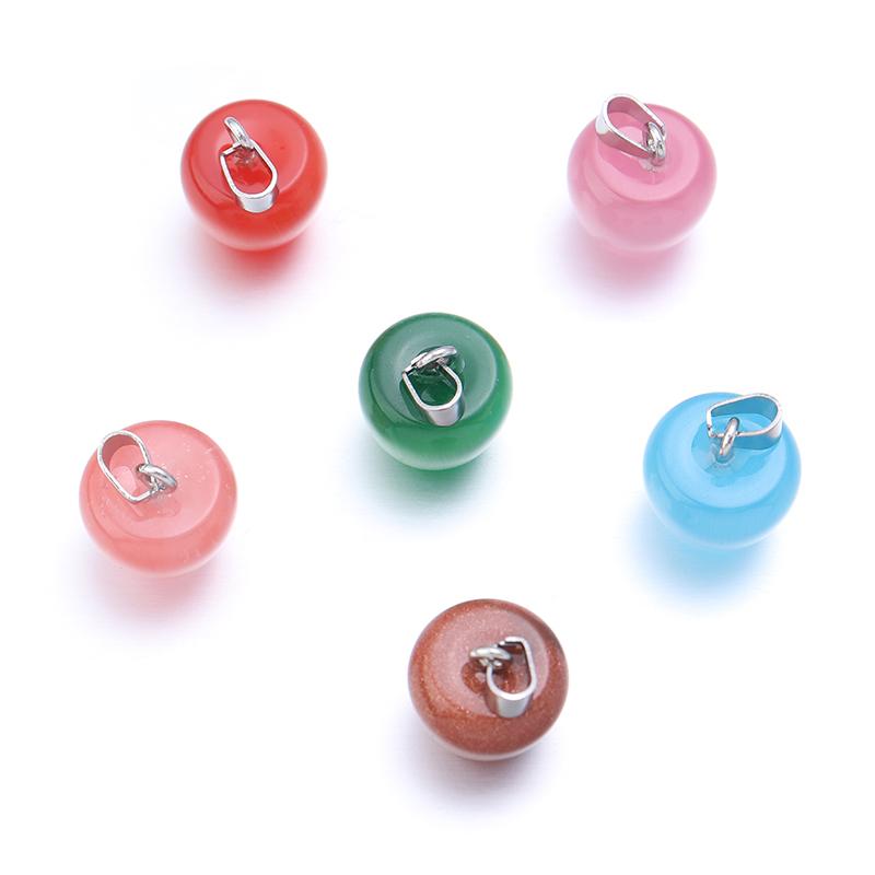 2Pcs/Lot Natural Cat Eyes Stone Apple Charms For Jewelry Making 14x15mm Transparent Quartz Pendant Diy Jewelry Finding Crafts