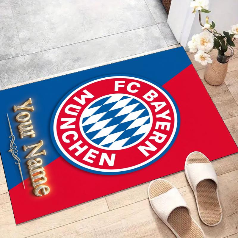 Custom Bayern Munich Mat Personalized Name, Polyester Washable Indoor Entryway Rug, Gift for Christmas, Easter, Thanksgiving Day