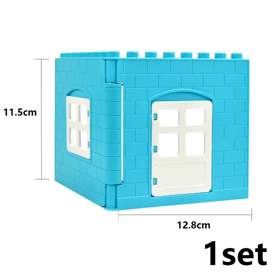 Big Size Building Blocks House Furniture Assemble Wall Fence Roof Door Window Construction Large Bricks Toys Compatible Duploes