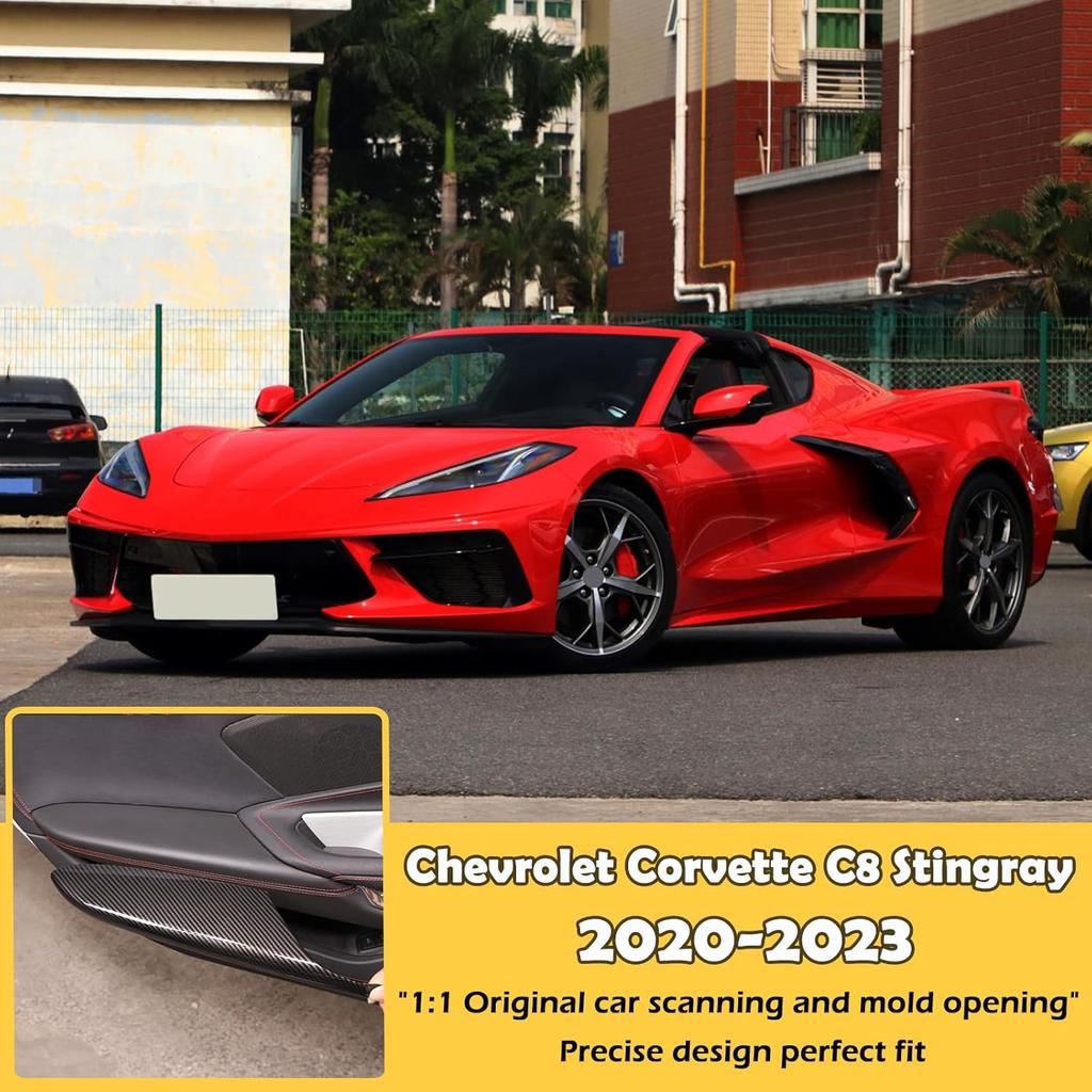 CHEAYAR Interior Door Armrest Panel Trim Cover Compatible with Chevrolet Corvette C8 Stingray 2020-2023, ABS Plastic Inner Side Door Panel Strip