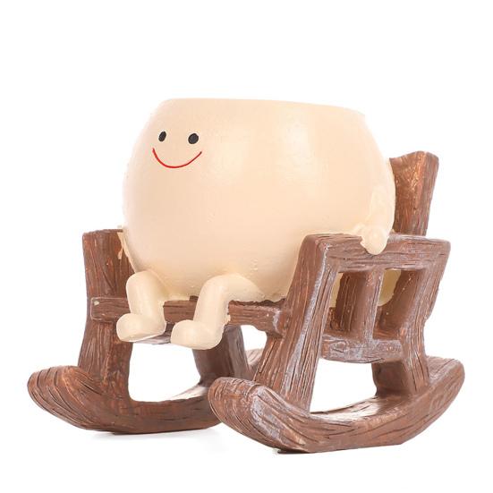 Smiling Face Planter Pot Resin Flower Pot with Four Limbs Fun Irregular Shape
