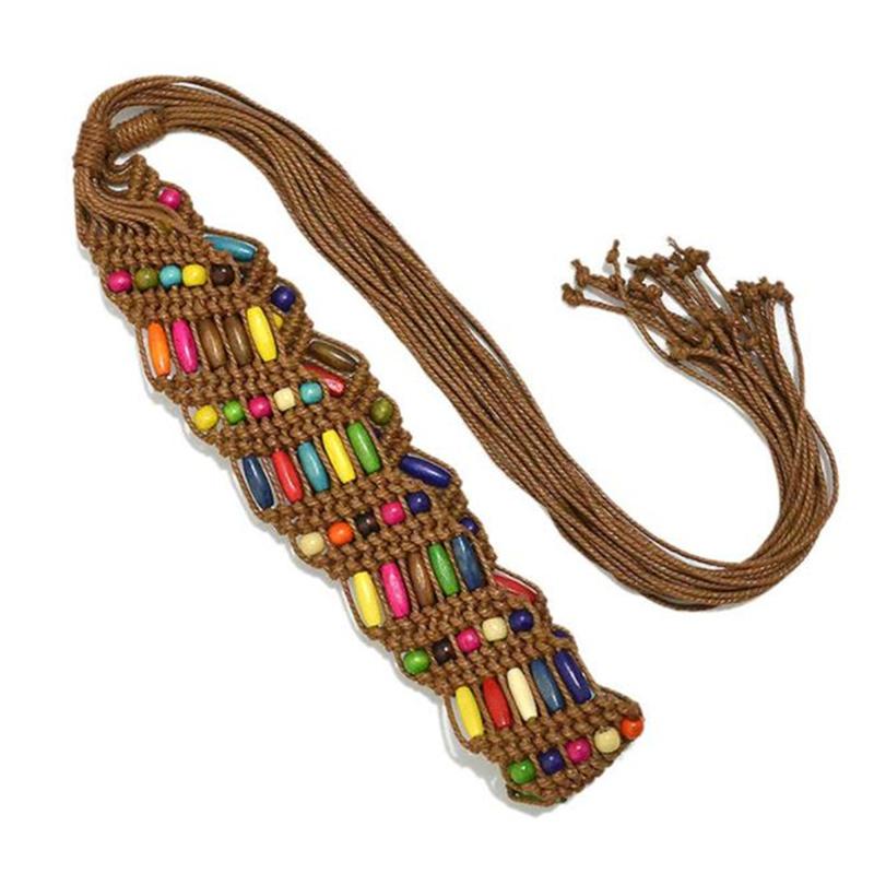 Colourful Wooden Bead Belts Ladies Waist Womens Braided Belt Ethnic Women Handmade Casual Wide