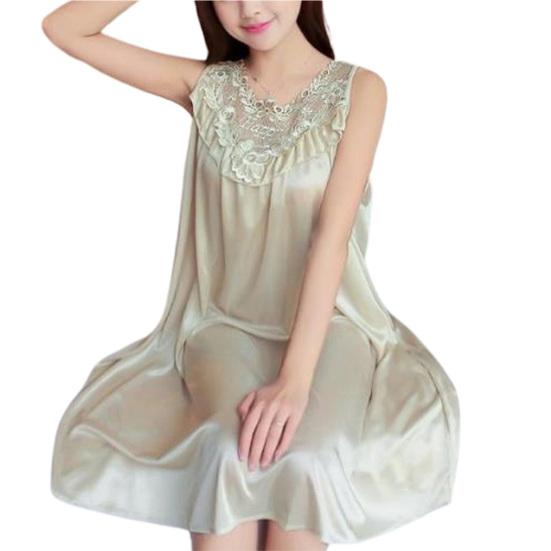 Great Sleeveless Lace Stitching Chic Home Clothing Ladies Night Shirts for Women Sleepshirt