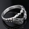 Personalized retro heart skull hand ring - stainless steel women's biker ring