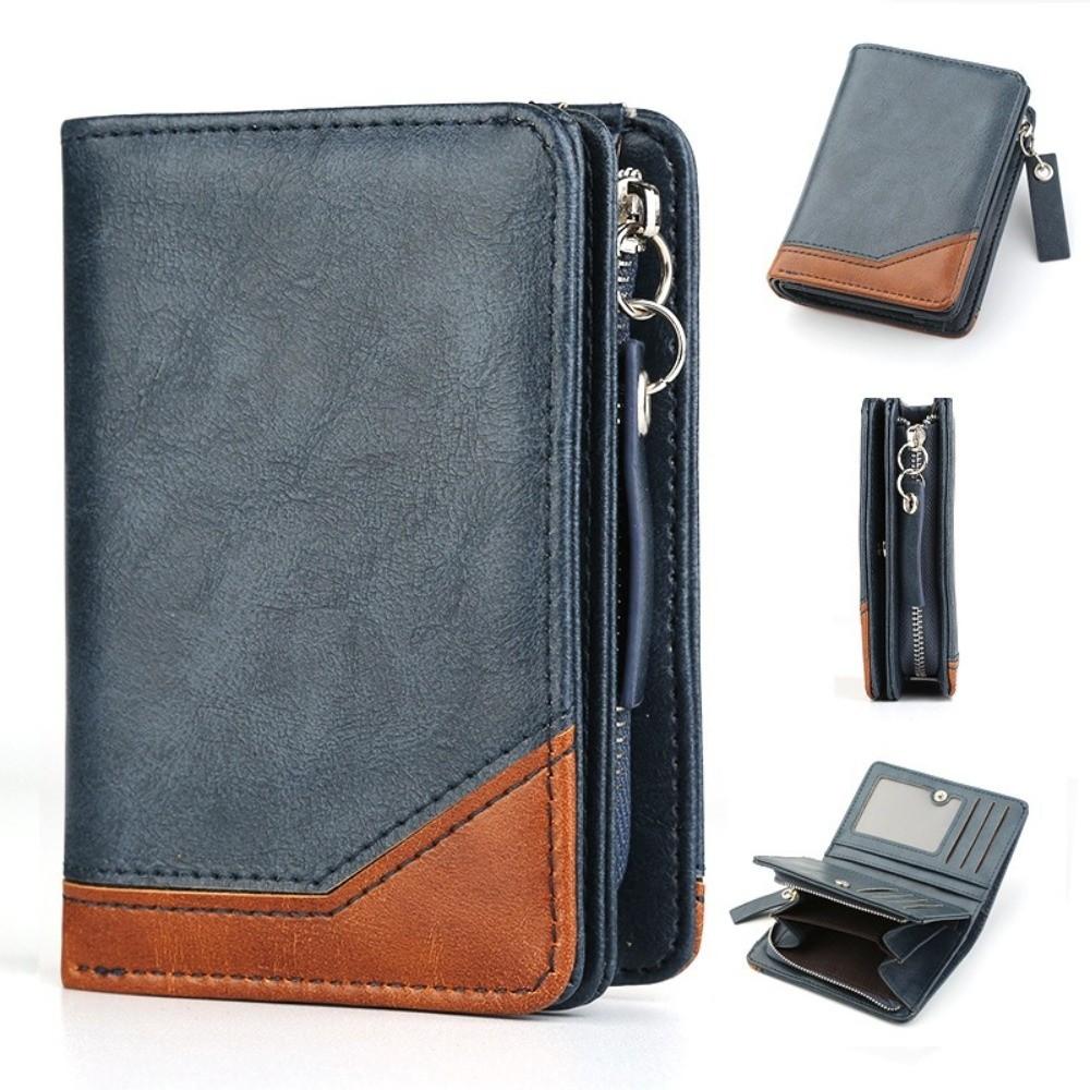 Pu Leather Men Short Wallet Zipper Men Card Holder Fashion Business Clutch Bag  Women