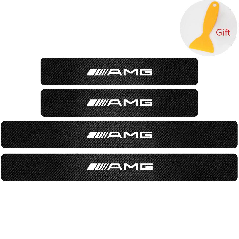 MITV3 4pcs Car Door Sill Anti-Scratch Guard Sticker For Mercedes Benz W203 W206 W212 W167 W166 W247 C E GLA GLC GLE AMG Accessories