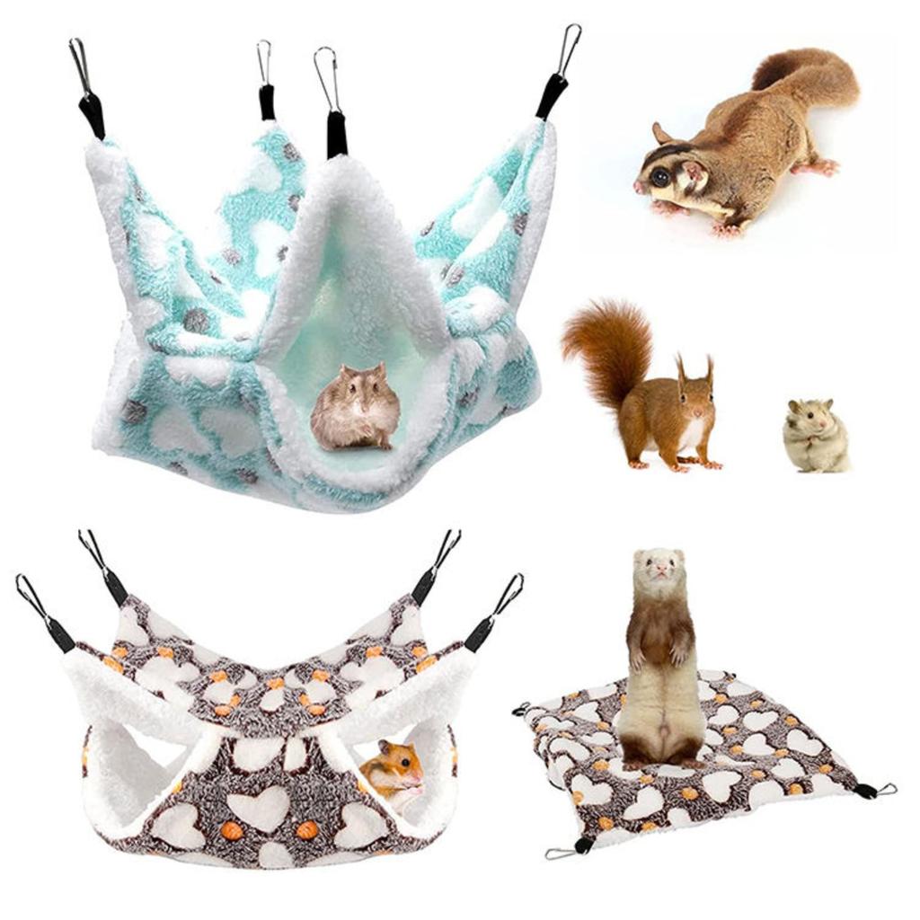 Double Layered Hamster Cage Sleeping Hammock Print Guinea Pig Clothes Bed Rodent Hammock Cage Little House
