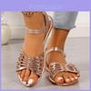 Fish Mouth Ethnic Style Rivet Hollow Flat Buckle Sandals Women's Outdoor Beach Slippers