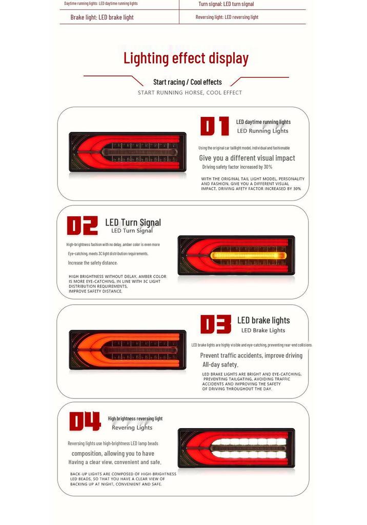 LED Taillight Assembly with Sequential Turn Signals for 1985-2007 Toyota Land Cruiser FJ75.