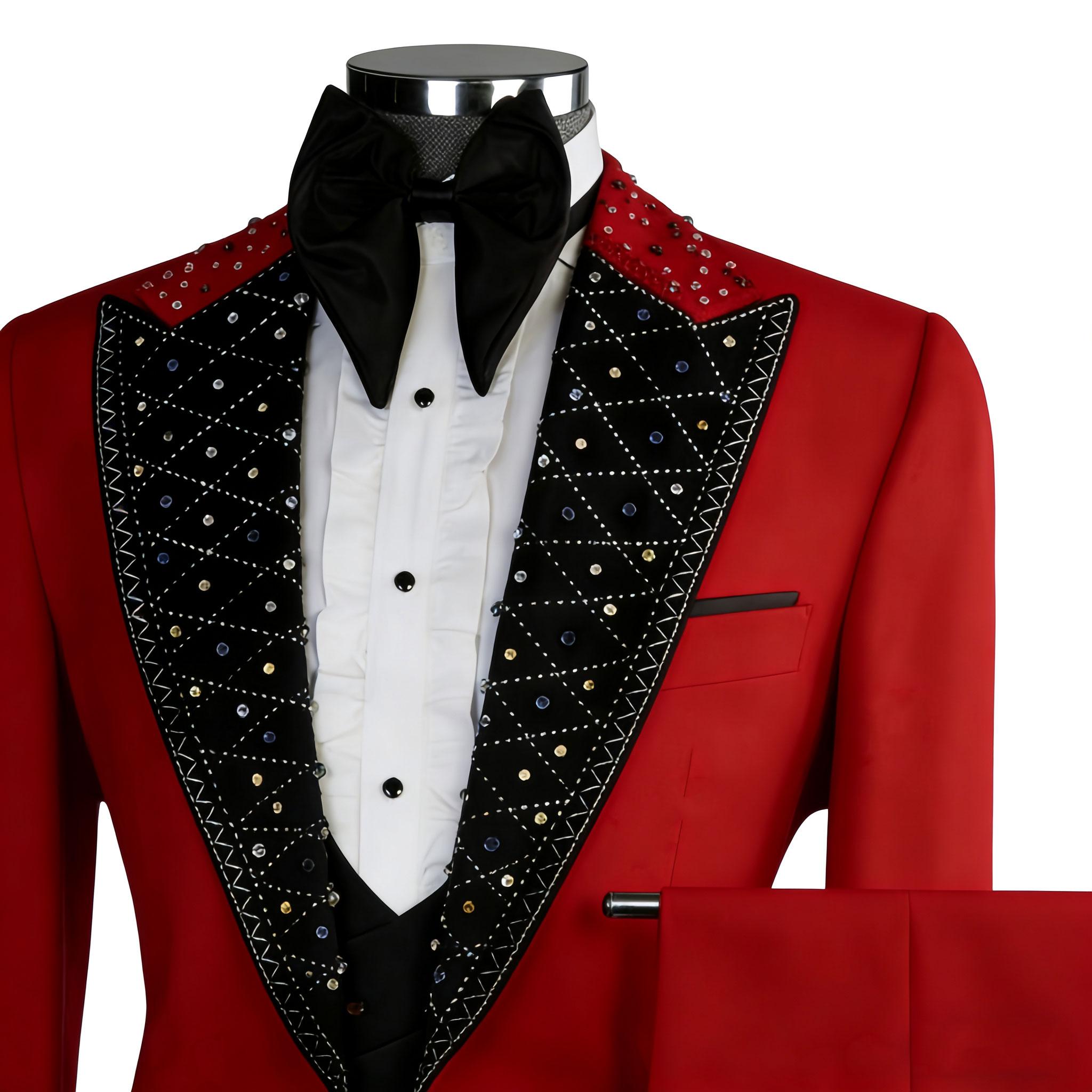 

Чоловічий костюм 3-piece Розкішний Блейзер+Штани+Жилет Весільні Смокінги Формальна Офісна Куртка Балний Пальто 2XL вогнетривка цегла/чорний