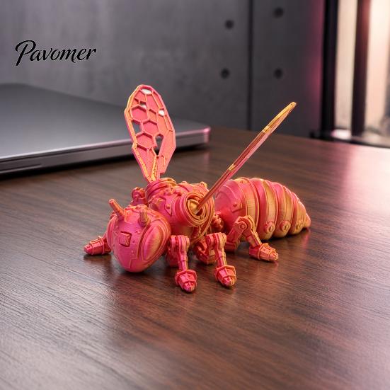 Lifelike Insect Model 3D Printed Bee Refrigerator Magnet, Realistic Flexible Joint Figurine, Articulated Jointed Toy Magnetic Decor for Kitchen Fridge