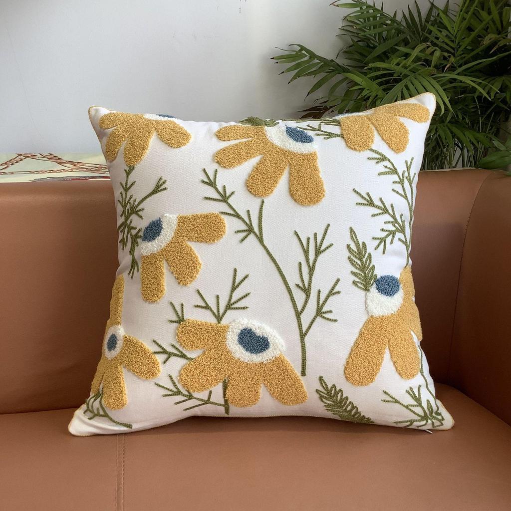 Kissenbezug mit Chenille-Stickerei: Sofa im pastoralen Heimstil, Dekokissen und Lendenstütze