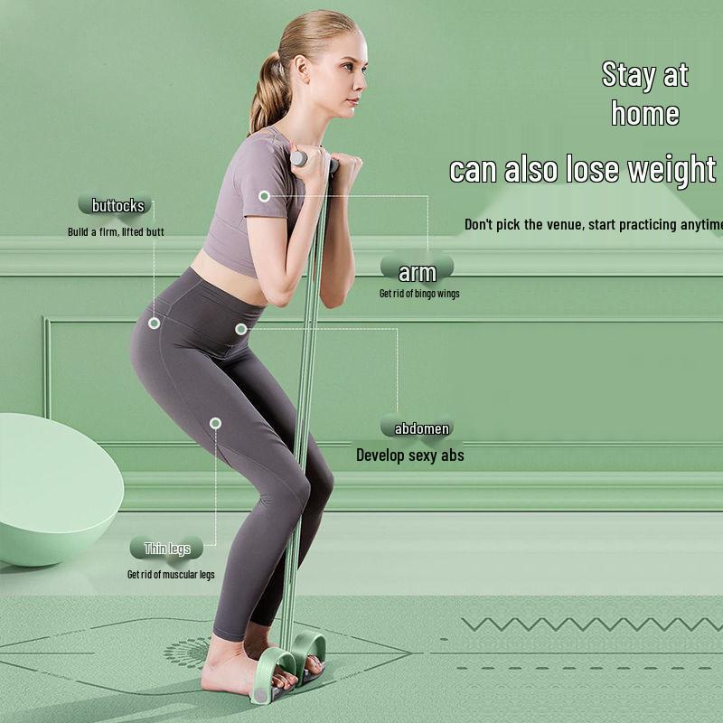 Home Yoga Foot Pedal Resistance Bands - 4 & 6 Tube Sit-up Assist Equipment